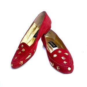 Vintage ZALO Red Suede Charm Loafers | Collector’s Pair | Escada Style | 90s